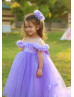 Lavender 3D Flowers Tulle Corset Back Flower Girl Dress